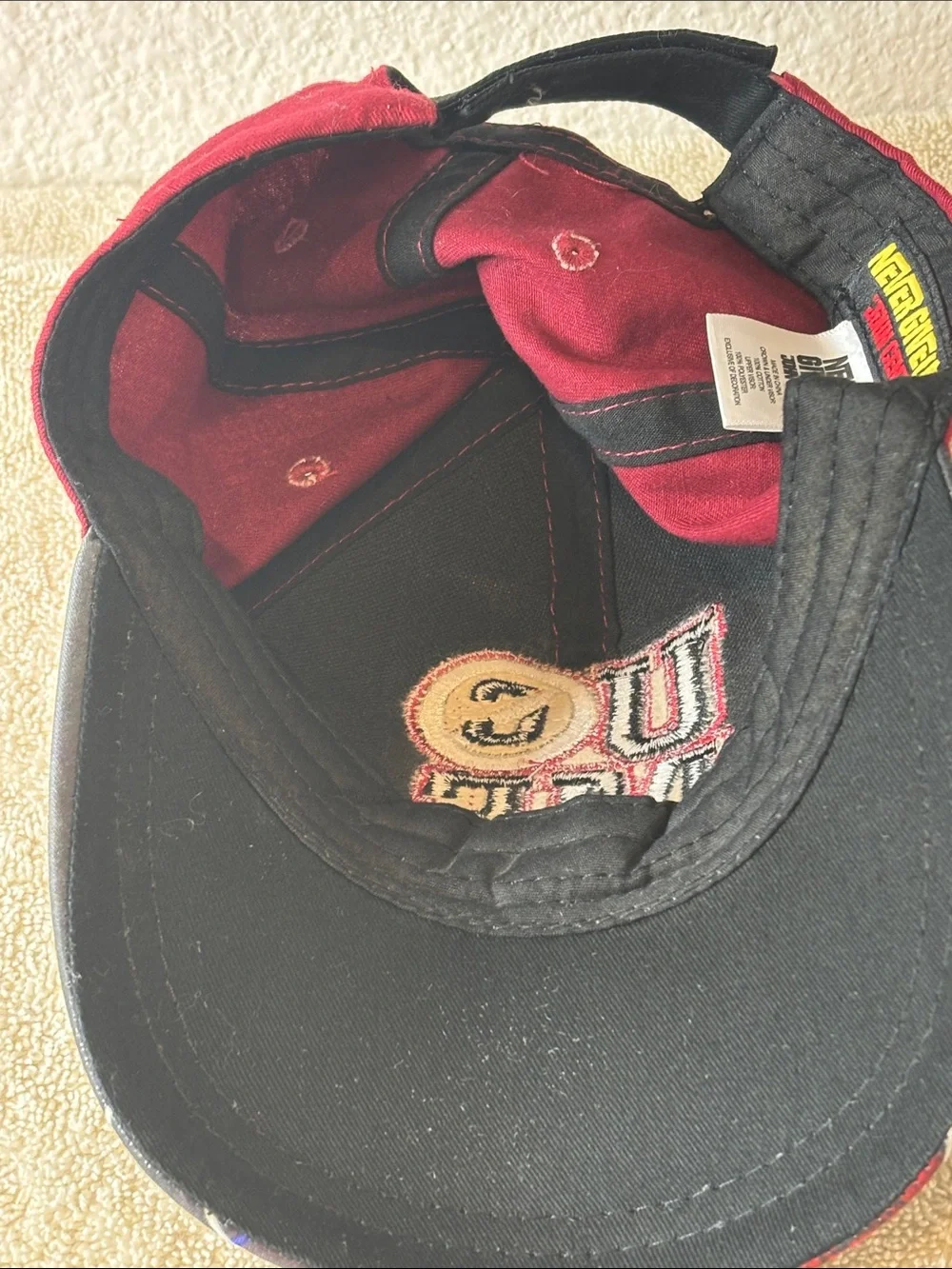 🖤 WWE John Cena “Never Give Up” Baseball Hat Black Red Wrestling Cap Hat🖤